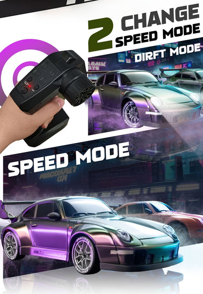 Drift RC Car 1:24 Scale – 4WD High-Speed Remote Control Racing Car with Flashing Lights, Dual Tires, USB Charging,Racing Car Toys for Boys Girls Kids Adults
