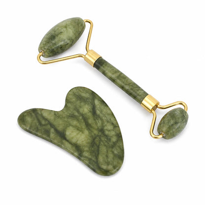 Natural Jade Roller & Gua Sha Set – Facial Massage Tools for Skin Care, Face Lifting & Depuffing valemerehub