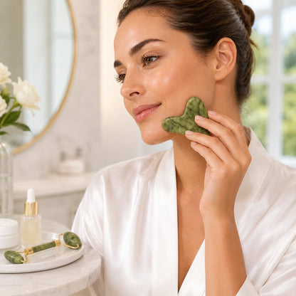 Natural Jade Roller & Gua Sha Set – Facial Massage Tools for Skin Care, Face Lifting & Depuffing valemerehub