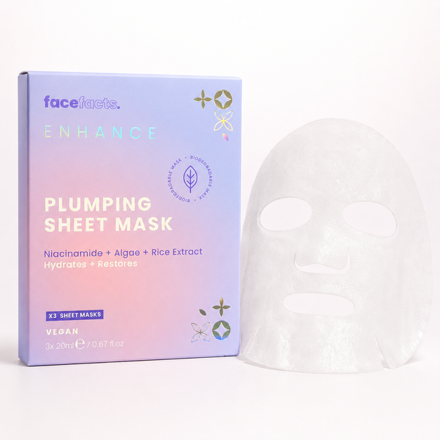 Face Facts Enhance Plumping Sheet Mask (3-Pack) – Hydrating Niacinamide & Rice Extract Face Masks valemerehub