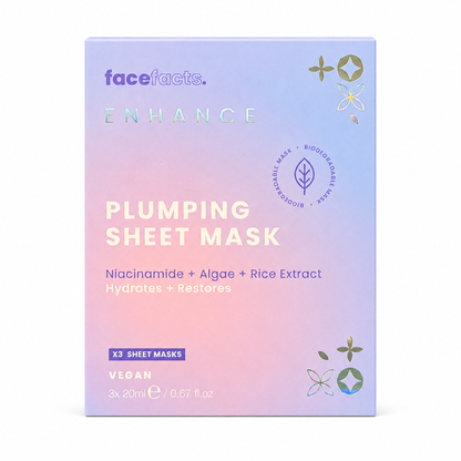 Face Facts Enhance Plumping Sheet Mask (3-Pack) – Hydrating Niacinamide & Rice Extract Face Masks valemerehub