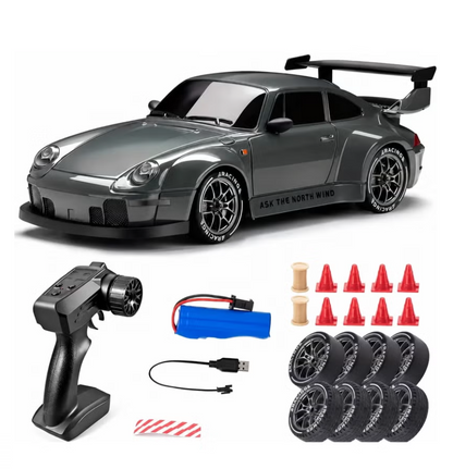 Drift RC Car 1:24 Scale – 4WD High-Speed Remote Control Racing Car with Flashing Lights, Dual Tires, USB Charging,Racing Car Toys for Boys Girls Kids Adults