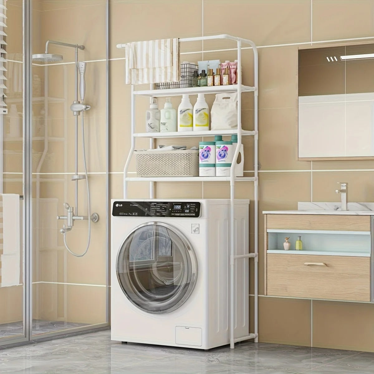 Toilet & Washing Machine Storage Rack , رف تخزين المرحاض والغسالة