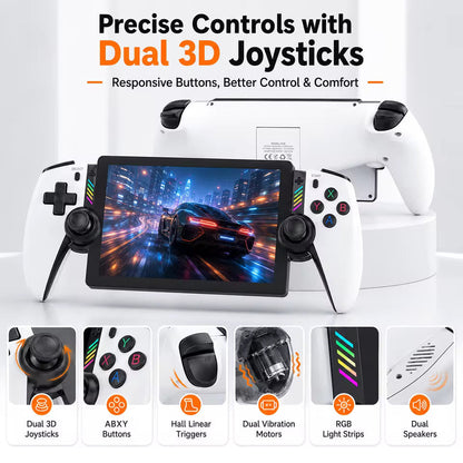 M28 Retro Handheld Game Console, 7.1 inch LCD HD Screen 30+ Emulators, 128G 4000mAh PS2 3D Dual Analog Stick God of War Classic