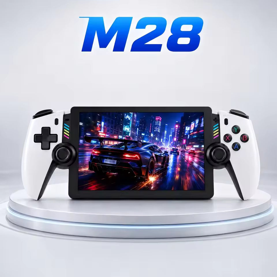 M28 Retro Handheld Game Console, 7.1 inch LCD HD Screen 30+ Emulators, 128G 4000mAh PS2 3D Dual Analog Stick God of War Classic
