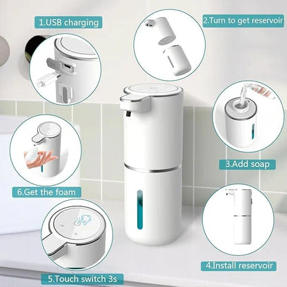 Automatic Soap Dispenser, USB Rechargeable with Infrared Motion Sensor for Bathroom, Kitchen, Office