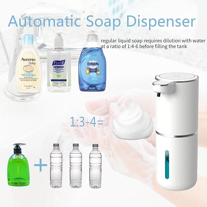 Automatic Soap Dispenser, USB Rechargeable with Infrared Motion Sensor for Bathroom, Kitchen, Office